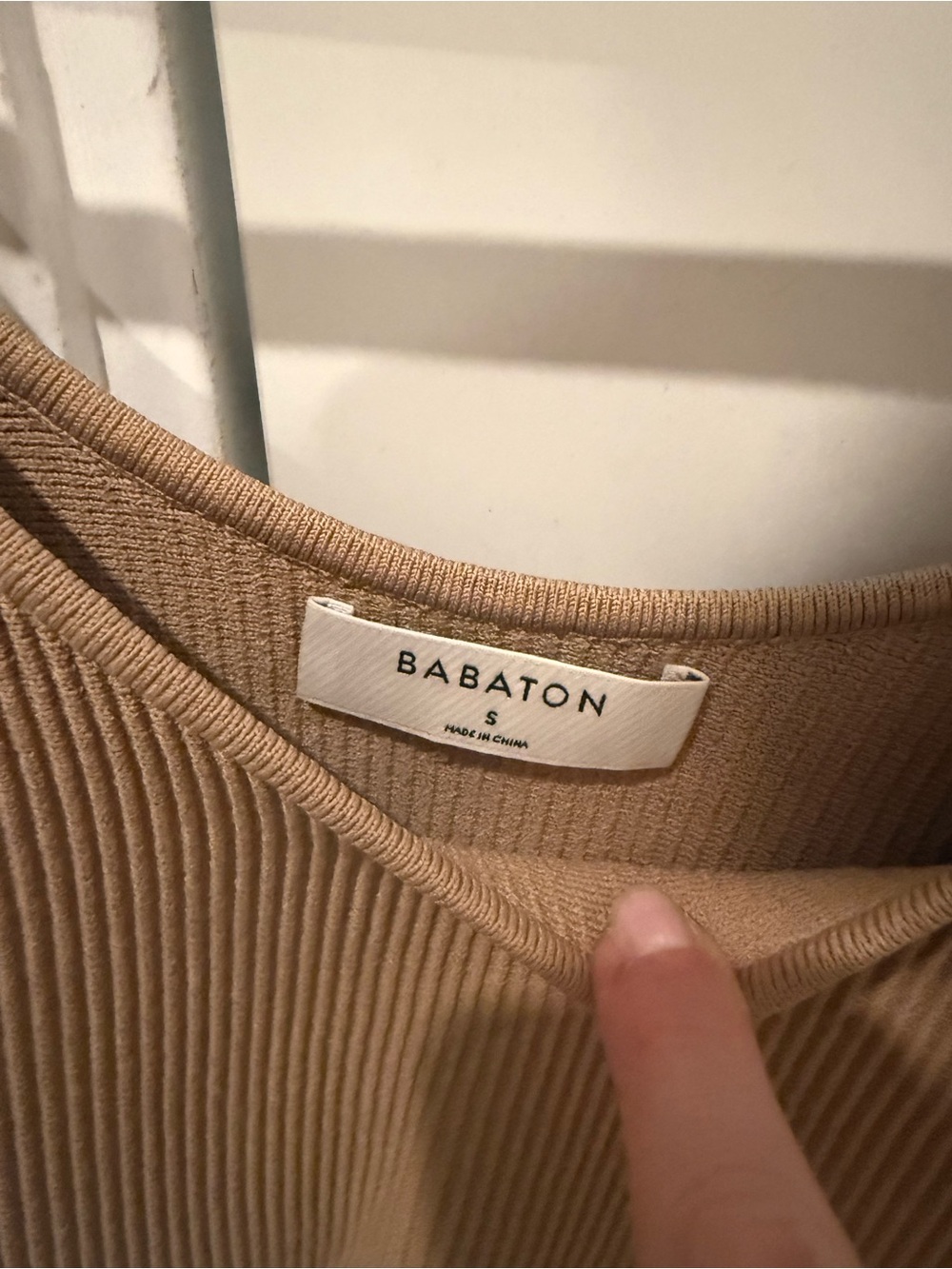 Babaton Ribbed Tank Crop Top in Camel Brown - Picture 2 of 3